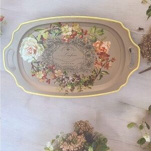 Floral Decorative Tray with Handles